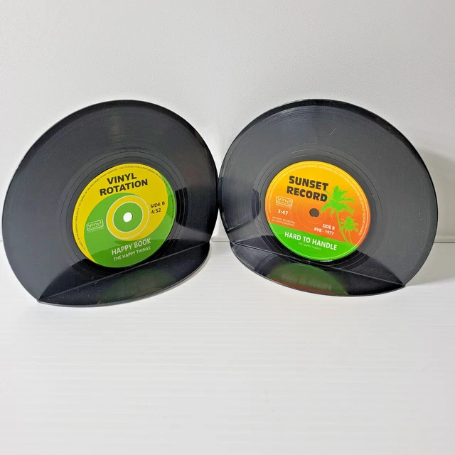 Retro 80s Vinyl 45 RPM Bookends Perfect for DVDs Video Game CDs Small Books