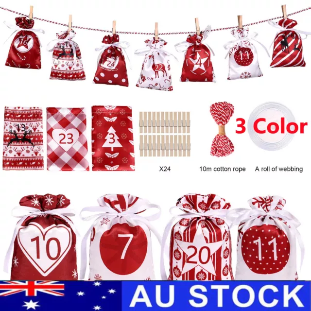 24PCS Advent Calendar Christmas Calendar XMAS for filling Christmas Bag Decor