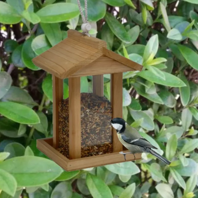 Holz Vogelfutterhaus zum Aufhängen und Befüllen Vogelhaus Futterspender #5724