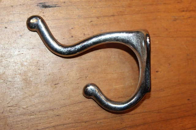 Vintage Coat Hat Closet Hook Chrome plate over Cast Iron O-37 3
