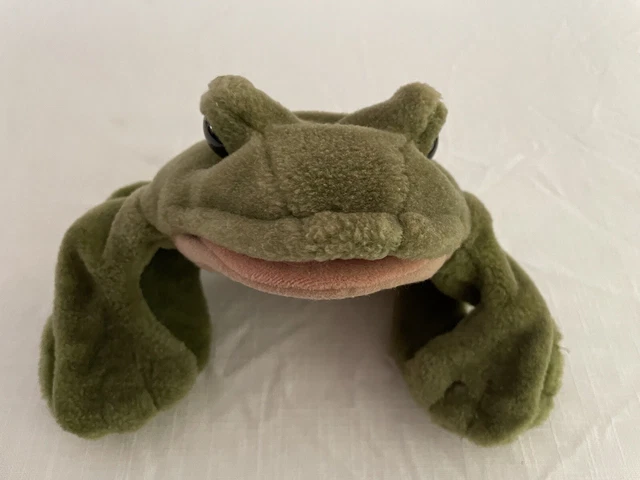 FOLKMANIS FOLKTAILS FROG Hand Puppet BULLFROG TOAD Plush Dark Green Toy