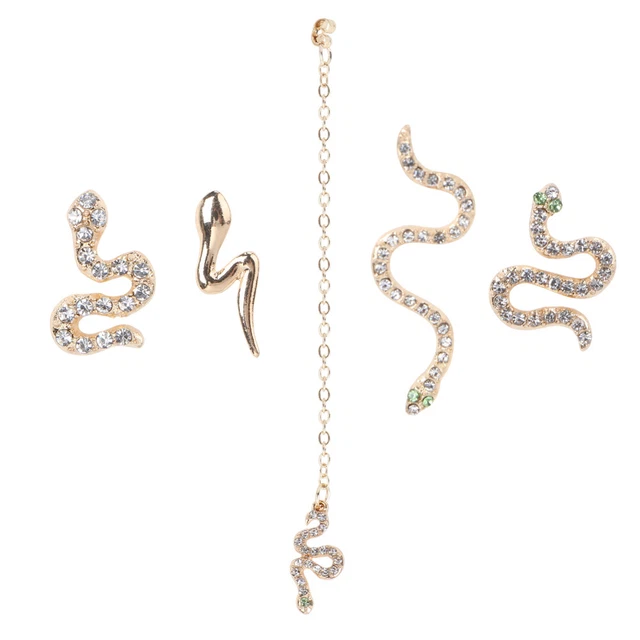 5 pz orecchini a perno in lega diamante intero serpente donna orecchini a forma di serpente
