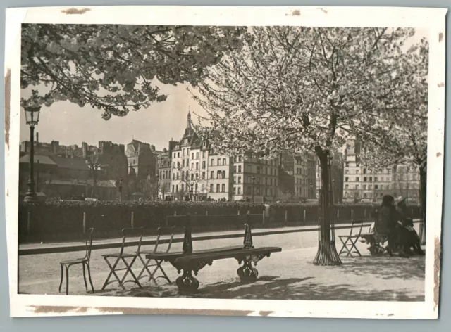 France, Paris, Paris le printemps  Vintage silver print.  Tirage argentique