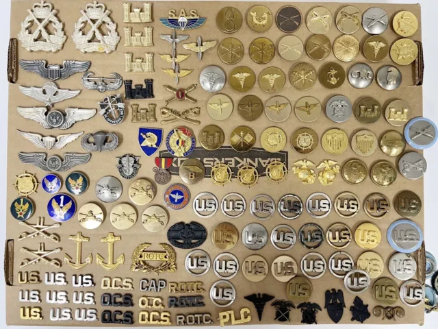 WWII MILITARY PIN Lot Collar Army Air Corps Marine Medical Vintage ...