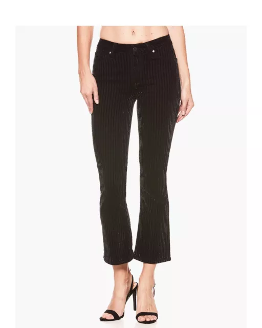 Paige Denim Jeans Colette Crop Noir Flocked Stripe Velvet Pants SZ 25 NWT