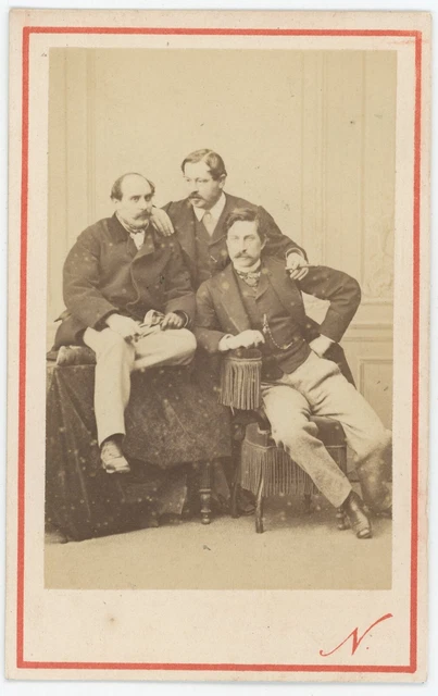 CDV circa 1860. Trois hommes, noblesse parisienne à identifier par Nadar à Paris