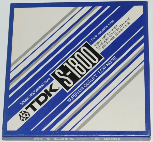 TDK S-1800 SUPERIOR QUALITY REEL TO REEL SOUND RECORDING TAPE  1800 x 1/4 x 7