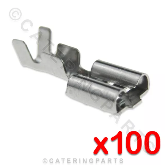 100 x HEAT RESISTANT HIGH TEMP ELECTRIC UNINSULATED CABLE WIRE CONNECTORS 6.3mm