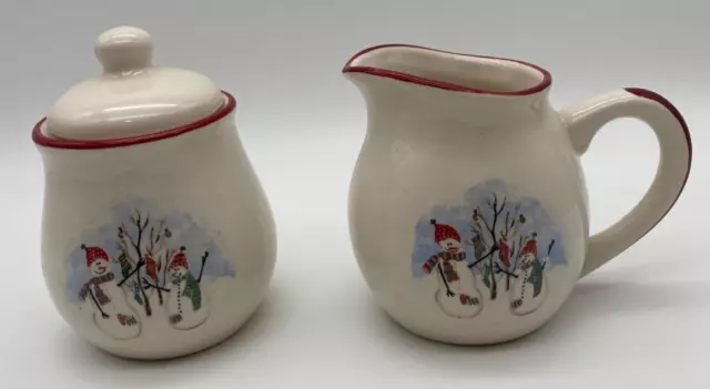 Royal Season Stoneware Snowman Creamer & Sugar Set 4"