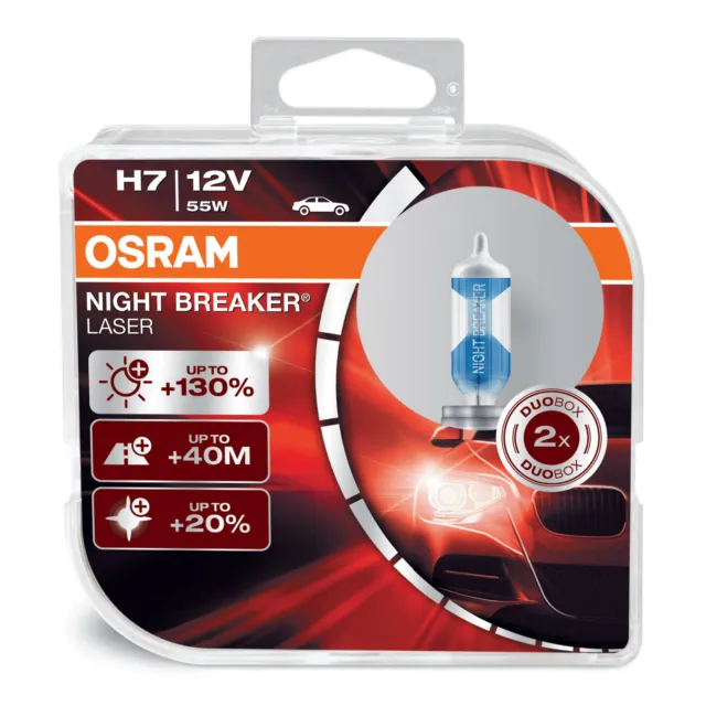 Ampoules laser disjoncteur de nuit Osram H7 (x2) + 130 % de lumière en plus (477) 64210 NBL-HCB