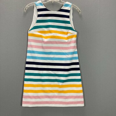ZARA Womens Large Sleeveless Striped Dress Multicolor Mini Short Zip Rainbow