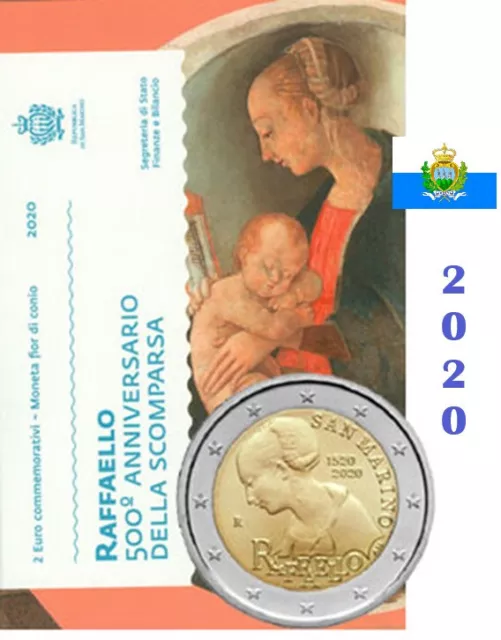 2 €  Saint Marin    Commemorative    Raffaello   Rare   /   2020