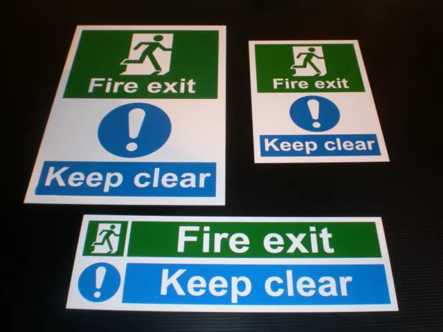 FIRE EXIT KEEP CLEAR sign or sticker fire safety door evacuation safety warning