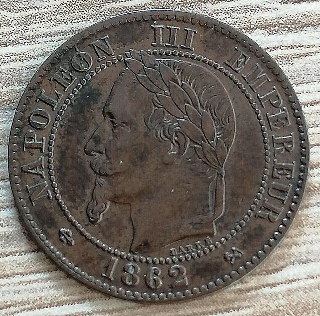 Deux centimes Napoléon III, tête laurée 1862 K (Bordeaux) en bronze