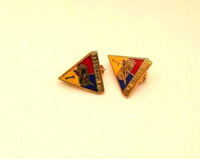 2 Vintage US Army 1st Armored Insignia 1950-60s Hat Lapel Military Pin New NOS