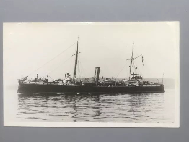 HMS Barrosa (1889) Portsmouth-built cruiser port side view RP postcard