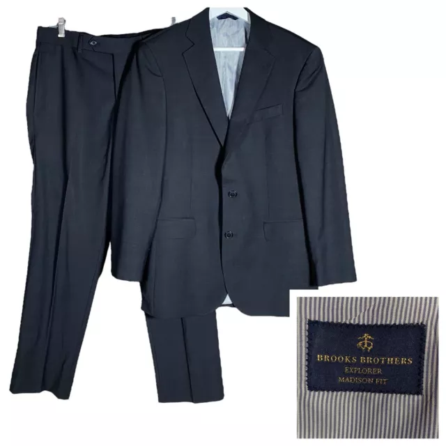 Brooks Brothers 2 Piece Suit 38S/W32 Explorer Madison Charcoal Grey Wool Stretch