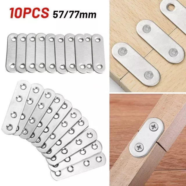 10pcs Stainless Steel Heavy Duty Straight Flat Plate Brace Connector Furniture