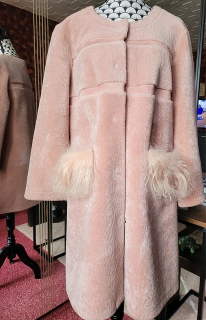 Manteau CAROLL Imitation Peau - Taille 36/38 - Marron Lainé - Occasion En Très Bon état