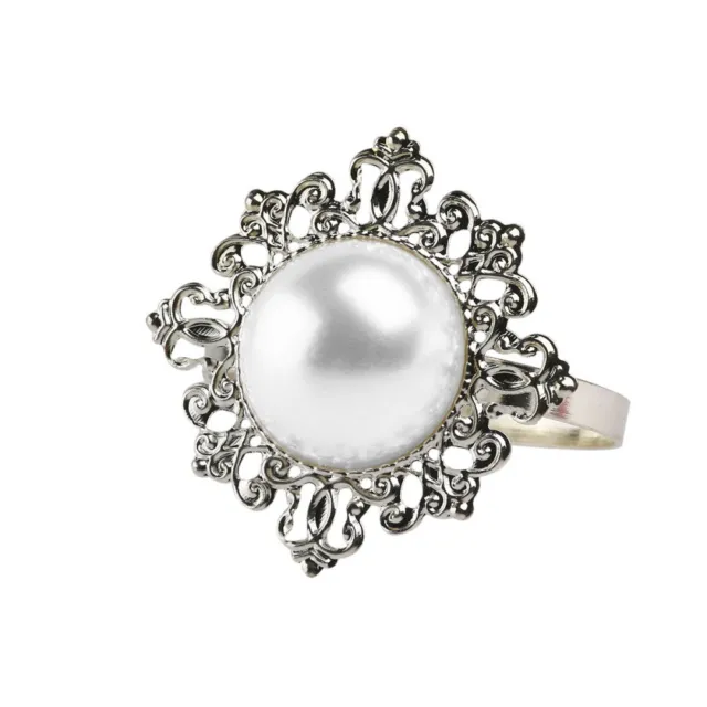 12 piezas banquete boda anillos de servilleta perla hebilla de servilleta