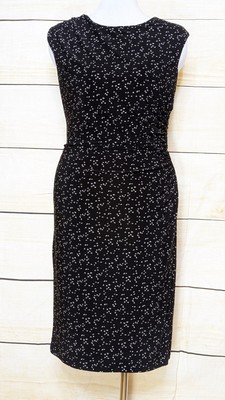 Lauren Ralph Lauren Ruched Jersey Cap Sleeve Sheath Dress 12 Black Micro Floral