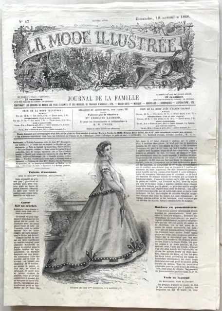 La Mode Illustrée n° 47 du 18 Novembre 1866 journal de la famille Chaussures