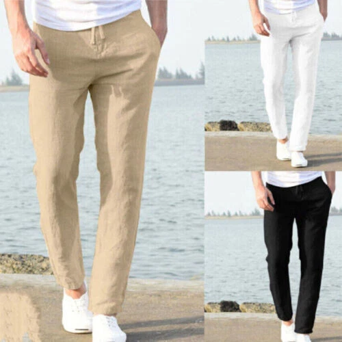 Mens Summer Casual Cotton Linen Baggy Harem Pants Beach Pocket Hippy Trousers 3X