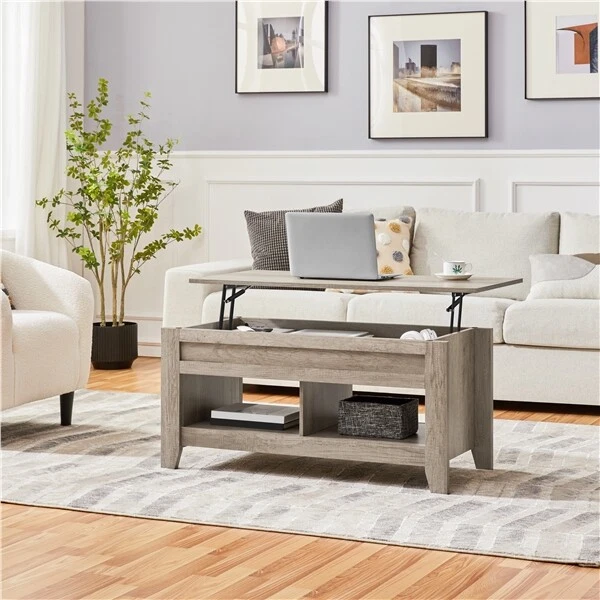 Table De Basse Relevable Avec Plateau Relevable En Bois Mdf 104 X 49 X 49 61 Cm Noir