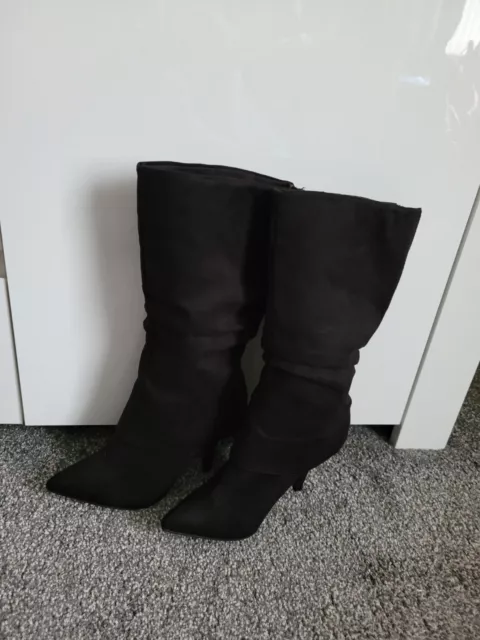 Call It Spring - Black Faux Suede  Boots Size Uk 5 New Rrp £65.