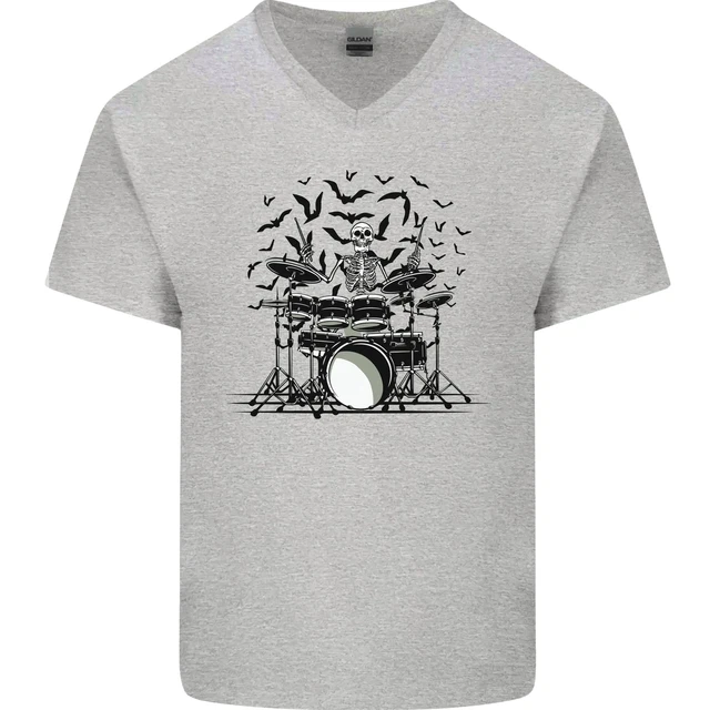 T-Shirt Drummer Amusant Pour Homme Avec Kit De Batterie 100% Coton