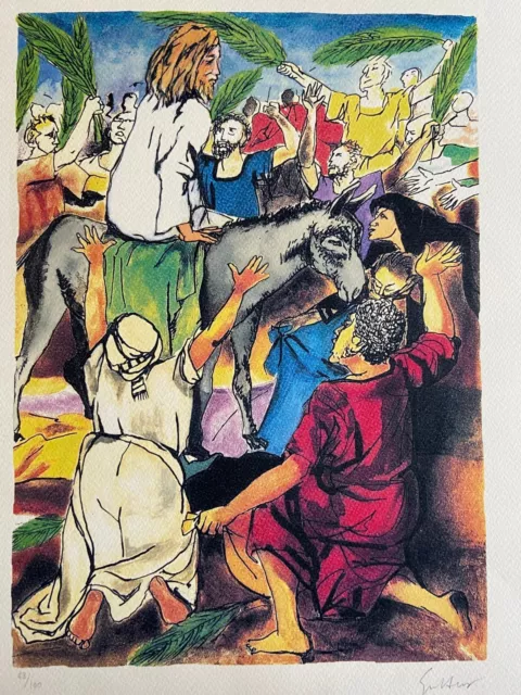 Renato Guttuso'' Jesús Entra A Jerusalén'' Litografía 1984 Publicado