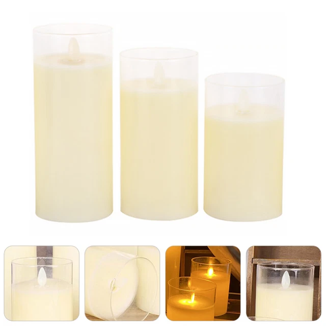 3 piezas cilindro parpadeante vela luz vela sin humo