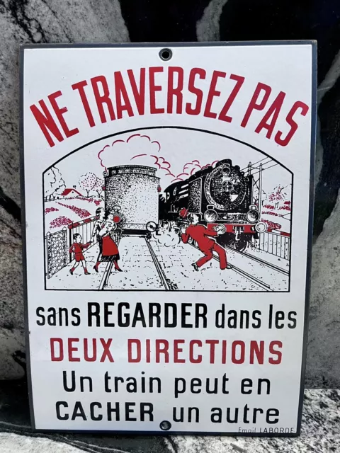 Plaque émaillée SNCF "ne traversez pas"