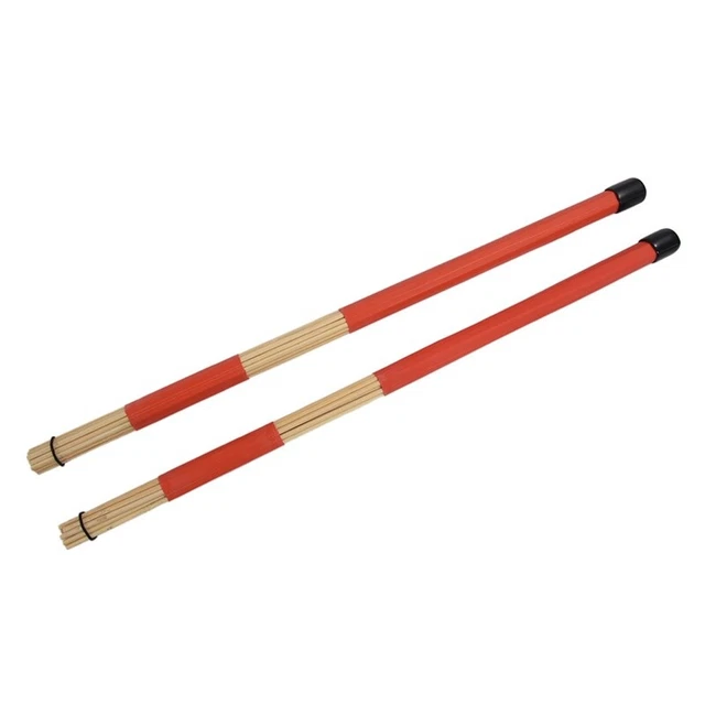 1 Pair 40CM Bamboo Rod Drum Brushes Sticks for Jazz Folk Music L9B1