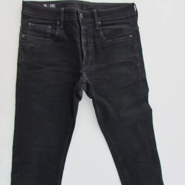 G-Star Jeans Mens Size W30 L27 Black Slim Fit Cropped Denim Button Fly