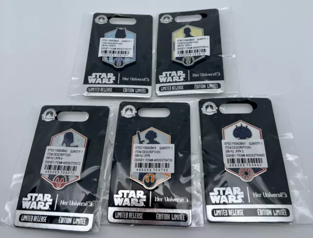 Disney Star Wars Her Universe Pin Set Of 5 Ahsoka Leia Rey Bo-Katan Amidala Lr