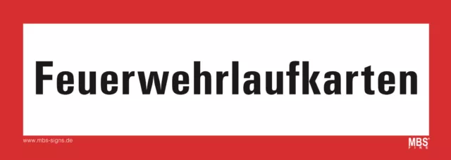 Aufkleber "Feuerwehrlaufkarten" Schild Folie ähnl. DIN 4066 | Größen wählbar