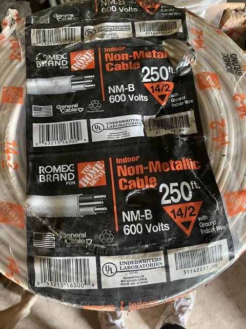 250 ft 14 2 Wire (Romex).  2 Rolls