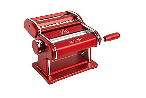 MARCATO Atlas 150 Machine Made in Italy Red Includes Pasta Cutter Hand Crank ...