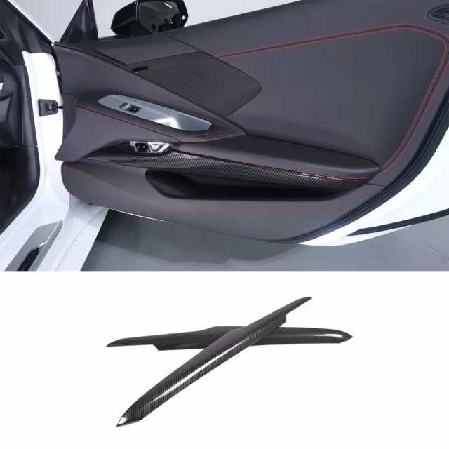 ABS Carbon Fiber Interior Door Panel Trim cover Set For Corvette C8 2020-2024