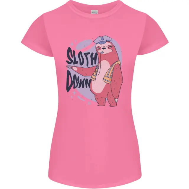 Sloth Down Policeman Divertente T-shirt donna Petite Cut 2