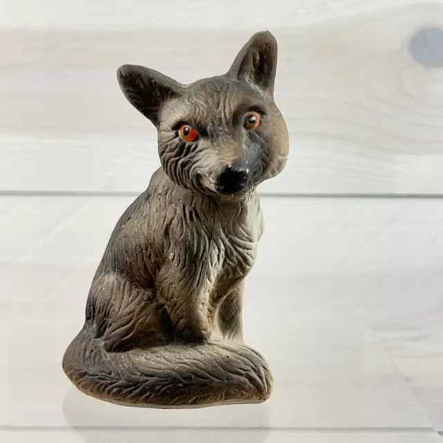 Vintage Fox Figurine GOT Etched on Bottom Orange Eyes 4.5 inches tall