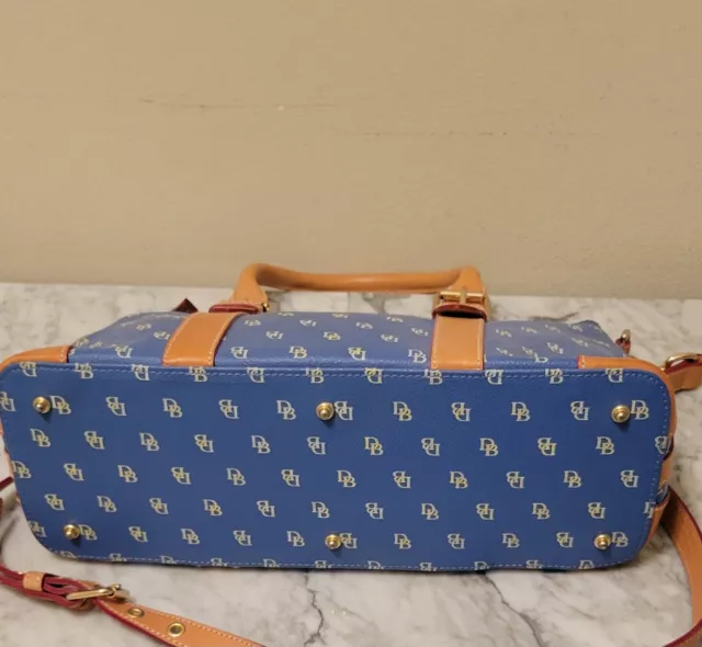 DOONEY & BOURKE Handbag Blue Tan Leather Purse Domed Satchel Pre Owned ...