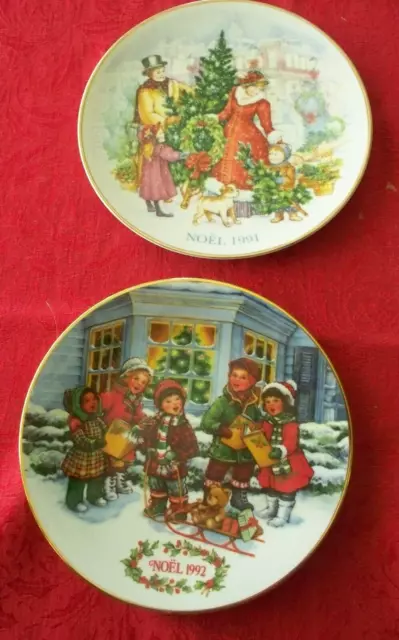 2 Vintage Avon Xmas Plates-1991 Bringing Christmas Home, 1992 Perfect Harmony