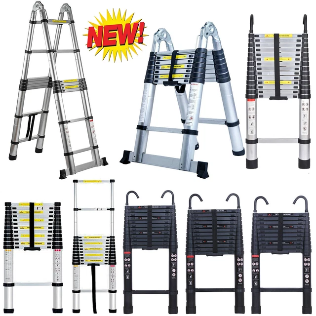 ALUMINIUM FOLDING TELESCOPIC Step Ladder Multi-Purpose Extendable ...