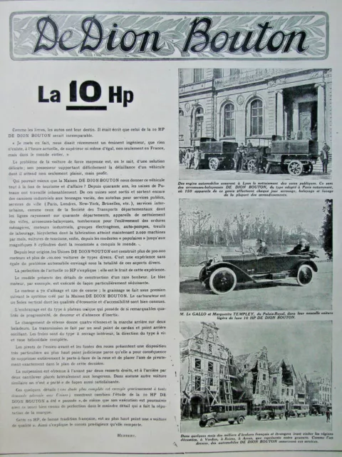 Publicité De Presse 1921 Dedion Bouton La 10 Hp Engins Automobiles Verdun Reims