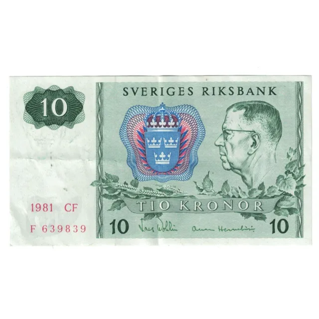 [#242924] Banknote, Sweden, 10 Kronor, KM:52e, AU(55-58)