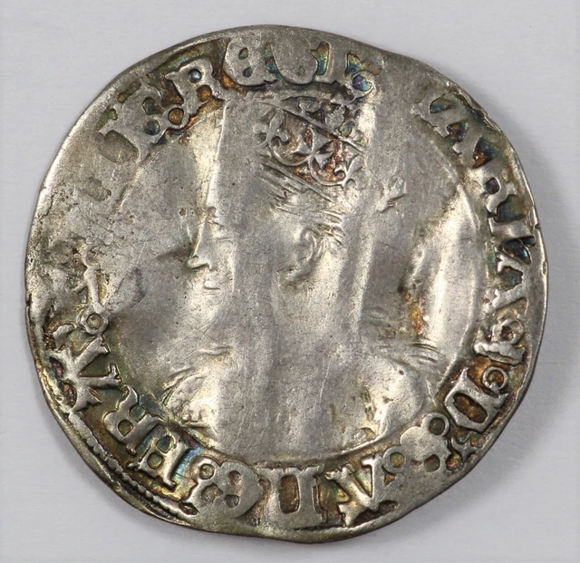 1553-1554 Great Britain Queen Mary Silver Groat MM: Pomegranate