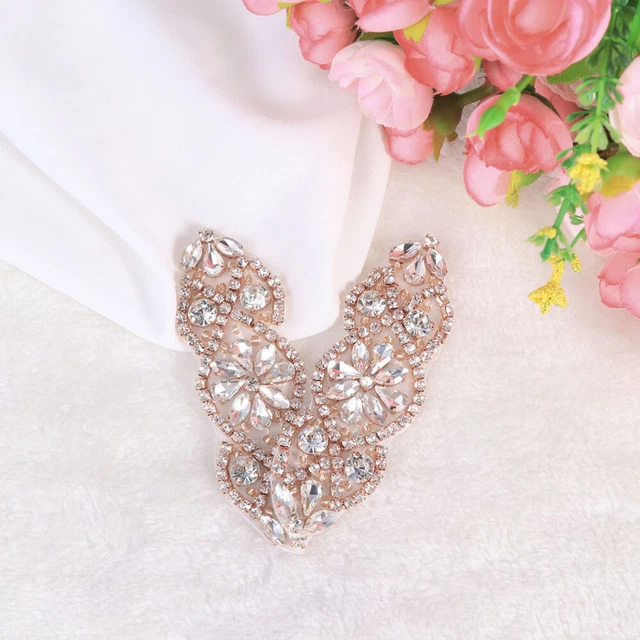 2 pz applique abito da sposa strass cucito cinture