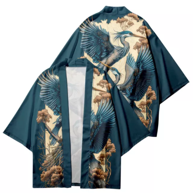 Mens Japanese Haori Yukata Kimono Cardigan Jacket Coat Open Front Casual Fashion